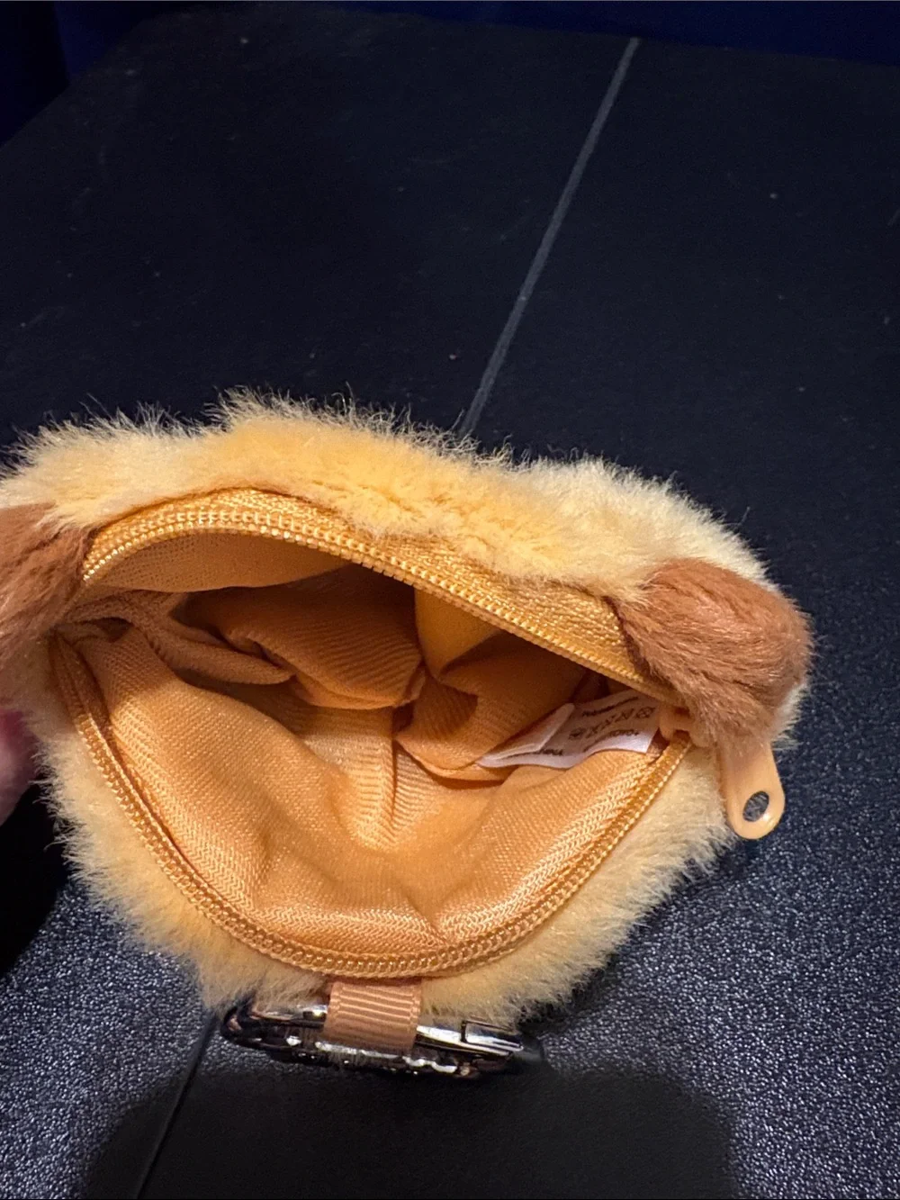 Cute Fuzzy Pig Keychain Pouch in Mustard Yellow and Pink